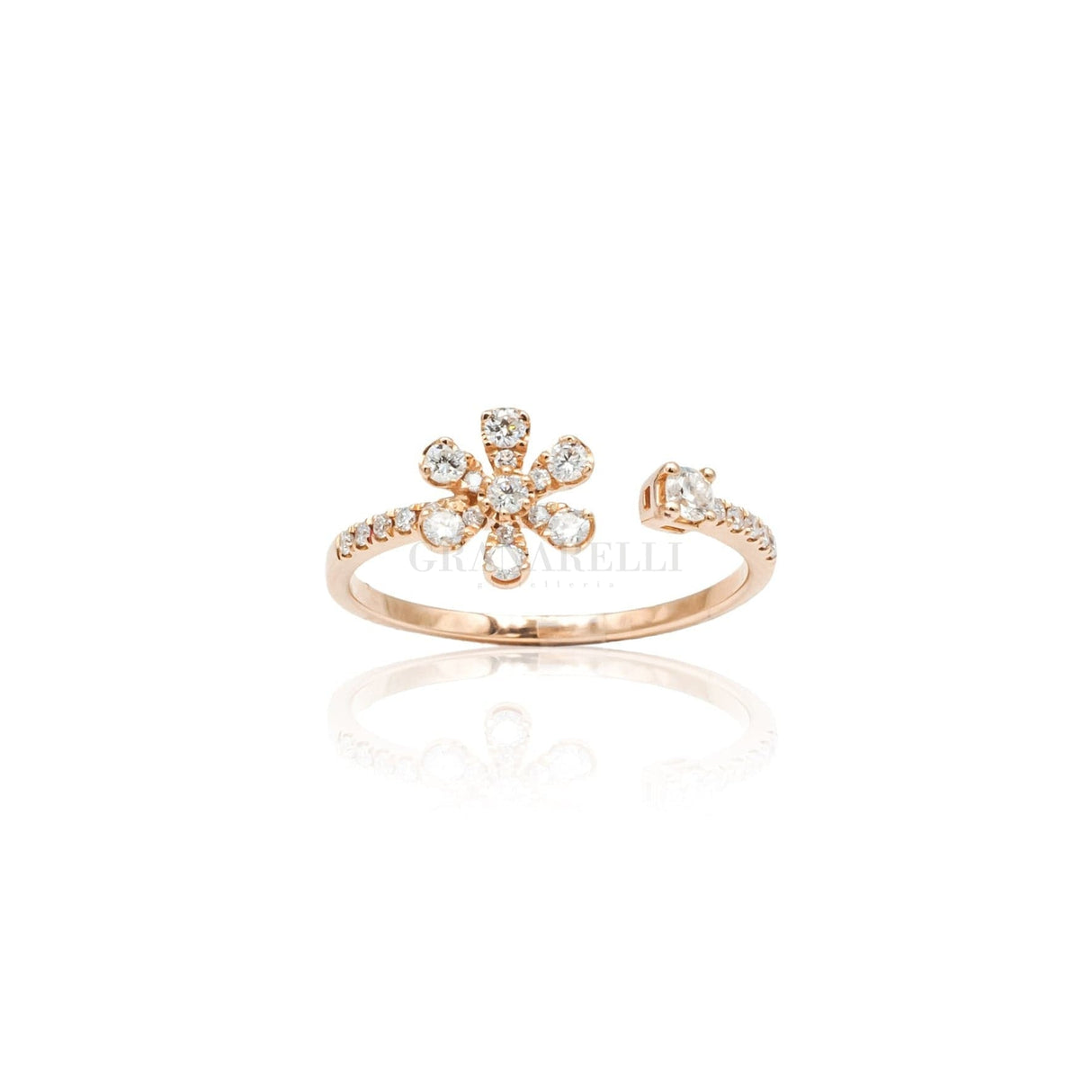 Anello Fiore con Diamanti in Oro Rosa-Anelli-CRIVELLI- [SKU] -Gioielleria Granarelli