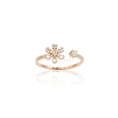 Anello Fiore con Diamanti in Oro Rosa-Anelli-CRIVELLI- [SKU] -Gioielleria Granarelli