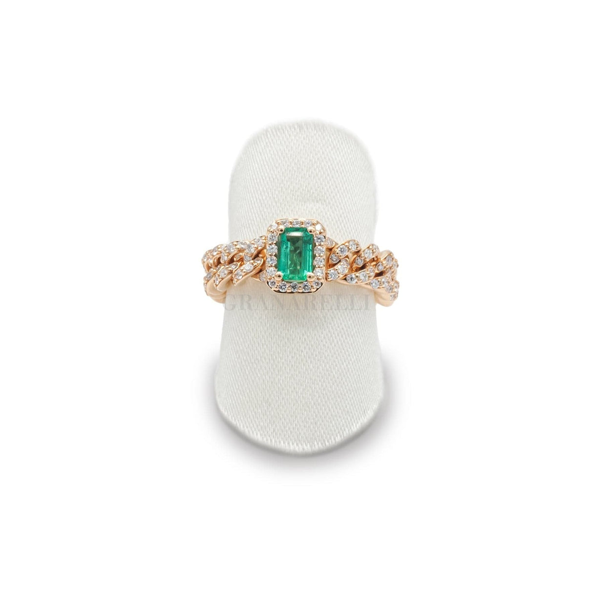 Anello Groumette in Oro Rosa con Smeraldo-Anelli-CRIVELLI- [SKU] -Gioielleria Granarelli