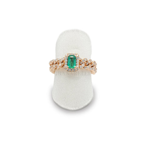 Anello Groumette in Oro Rosa con Smeraldo-Anelli-CRIVELLI- [SKU] -Gioielleria Granarelli