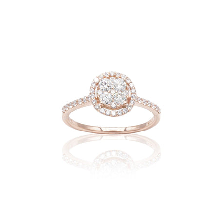 Anello Halo in oro rosa e Diamanti-Anelli-BUONOCORE- [SKU] -Gioielleria Granarelli