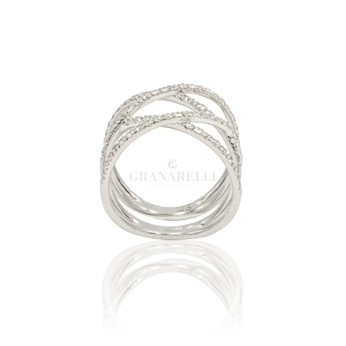 Anello intrecciato con diamanti Oro Bianco 0.91kt-Anelli-GRANARELLI-Gioielleria Granarelli