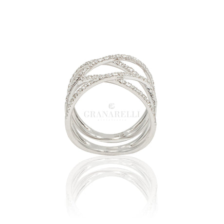 Anello intrecciato con diamanti Oro Bianco 0.91kt-Anelli-GRANARELLI-Gioielleria Granarelli