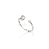 Anello Iniziale Lettera D con Diamanti Oro Bianco