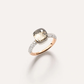 Anello Nudo Petit Oro Rosa, Topazio Bianco e Diamanti-POMELLATO-PAB7040O6WHRDB0TB-53-Gioielleria Granarelli