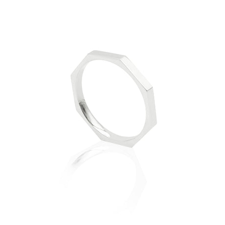 Anello Ottogonale In Oro Bianco-Anelli-GRANARELLI-12-Gioielleria Granarelli