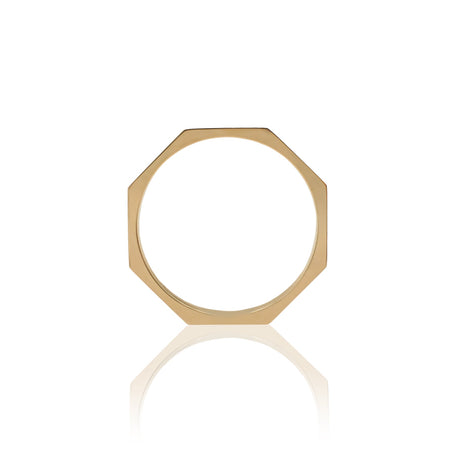 Anello Ottagonale In Oro Giallo Con Diamanti-Anelli-GioGio-13-Gioielleria Granarelli