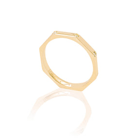 Anello Ottagonale In Oro Giallo Con Diamanti-Anelli-GioGio-13-Gioielleria Granarelli