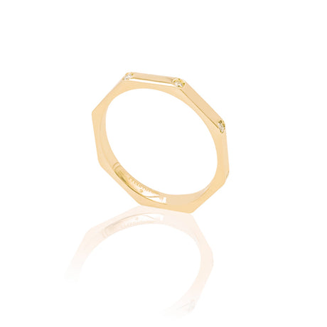 Anello Ottagonale In Oro Giallo Con Diamanti-Anelli-GioGio-13-Gioielleria Granarelli