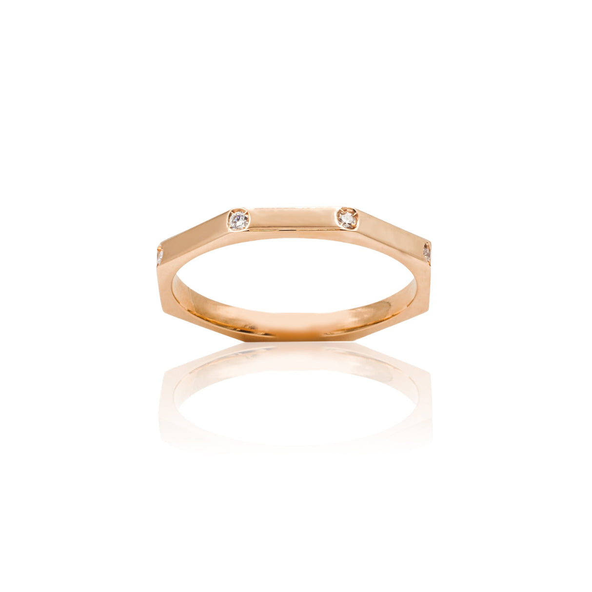 Anello Ottagonale In Oro Rosa Con Diamanti-Anelli-GRANARELLI-13-Gioielleria Granarelli