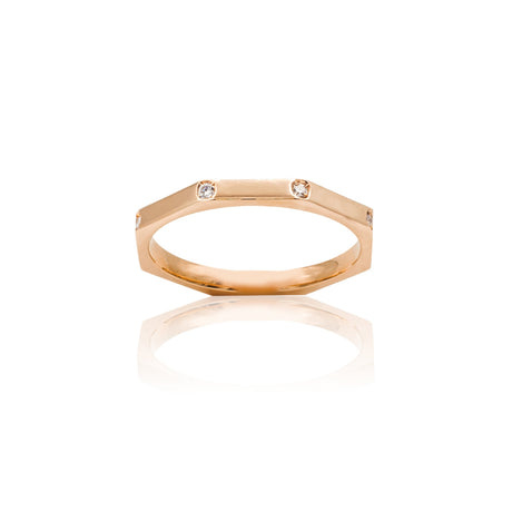 Anello Ottagonale In Oro Rosa Con Diamanti-Anelli-GRANARELLI-13-Gioielleria Granarelli