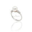 Anello Perla e Brillanti in Oro Bianco-RECARLO-XD109/0850A-Gioielleria Granarelli