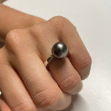 Anello Perla grigia in Oro Bianco-Anelli-GRANARELLI-Gioielleria Granarelli