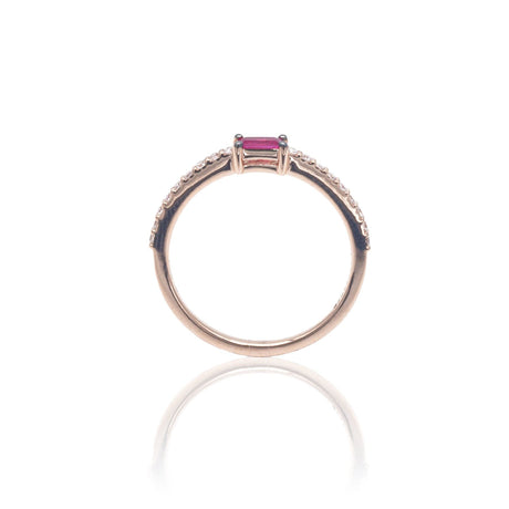 Anello Rubino Baguette e Diamanti in Oro Rosa-Anelli-BUONOCORE- [SKU] -Gioielleria Granarelli
