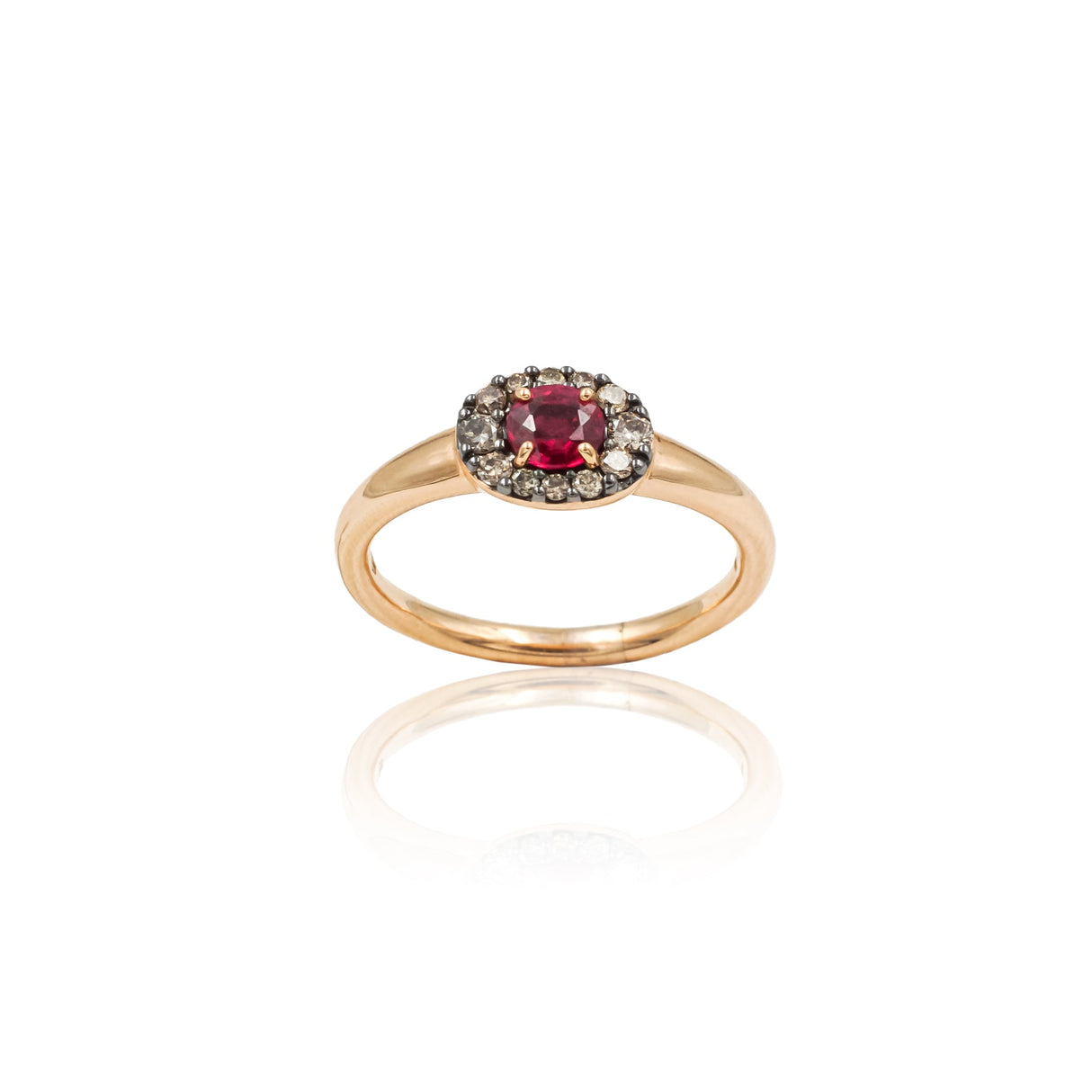 Anello Rubino e Brillanti Brown in Oro Rosa-CRIVELLI-289-VR24337OR-Gioielleria Granarelli