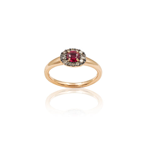 Anello Rubino e Brillanti Brown in Oro Rosa-CRIVELLI-289-VR24337OR-Gioielleria Granarelli