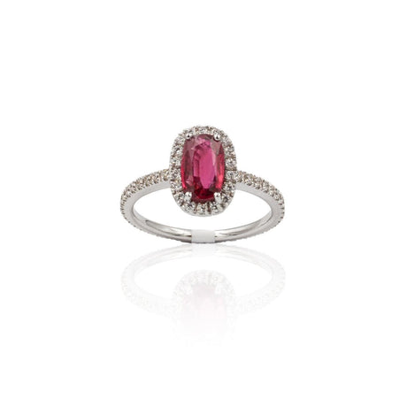 Anelli Anello Rubino e Diamanti in Oro Bianco GRANARELLI