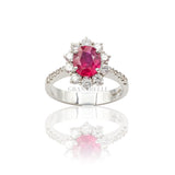 Anello Rubino ovale 1.49kt e Diamanti in Oro Bianco-Anelli-GRANARELLI-Gioielleria Granarelli