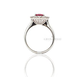 Anello con Rubino 1,42ct taglio Ovale e Diamanti