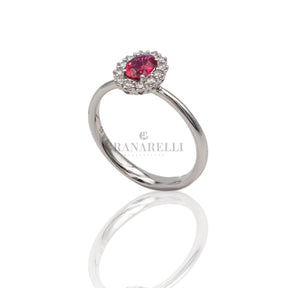Anello Rubino taglio ovale 0.43kt e Diamanti-Anelli-RECARLO-Gioielleria Granarelli