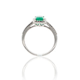 Anello Smeraldo 1.12kt e contorno Diamanti in Oro Bianco-Anelli-GRANARELLI-14-Gioielleria Granarelli