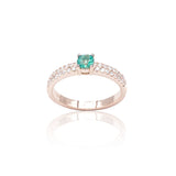 Anello Smeraldo Centrale e Diamanti in Oro Rosa-Anelli-BUONOCORE- [SKU] -Gioielleria Granarelli