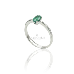 Anello Smeraldo Ovale 0.43kt e Diamanti in Oro Bianco-GRANARELLI-AN0100-s-043-Gioielleria Granarelli