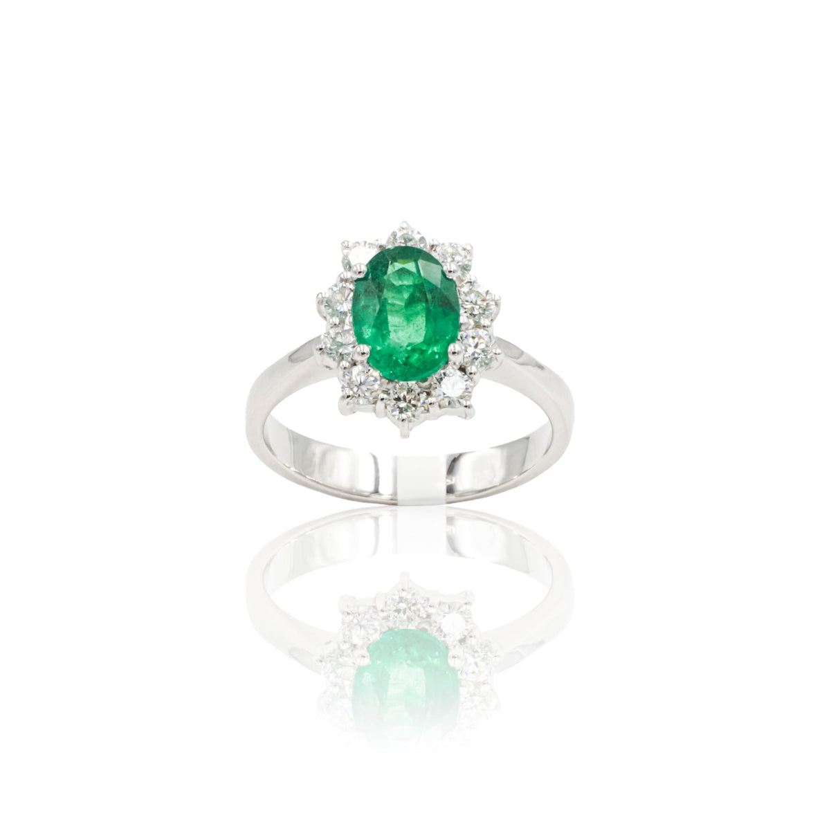 Anello Smeraldo Ovale 1.14 kt e Diamanti in Oro Bianco-Anelli-GRANARELLI-13-Gioielleria Granarelli