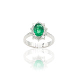 Anello Smeraldo Ovale 1.14 kt e Diamanti in Oro Bianco-Anelli-GRANARELLI-13-Gioielleria Granarelli