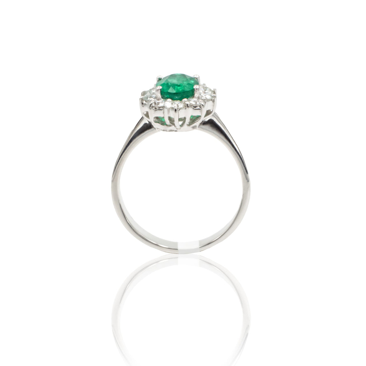 Anello Smeraldo Ovale 1.14 kt e Diamanti in Oro Bianco-Anelli-GRANARELLI-13-Gioielleria Granarelli