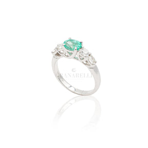 Anello Smeraldo Ovale e 4 Diamanti-Anelli-CRIVELLI- [SKU] -Gioielleria Granarelli