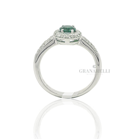 Anello Smeraldo e Diamanti in Oro Bianco-GRANARELLI-G2917BS-Gioielleria Granarelli