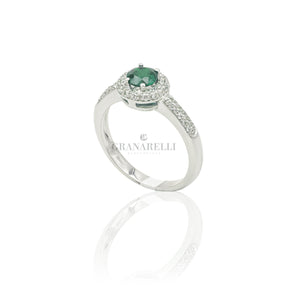Anello Smeraldo e Diamanti in Oro Bianco-GRANARELLI-G2917BS-Gioielleria Granarelli