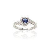 Anello Zaffiro cuore 0.46kt e Diamanti in Oro Bianco-Anelli-GRANARELLI-Gioielleria Granarelli