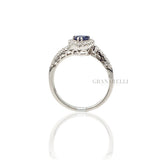Anello Zaffiro cuore 0.46kt e Diamanti in Oro Bianco-Anelli-GRANARELLI-Gioielleria Granarelli