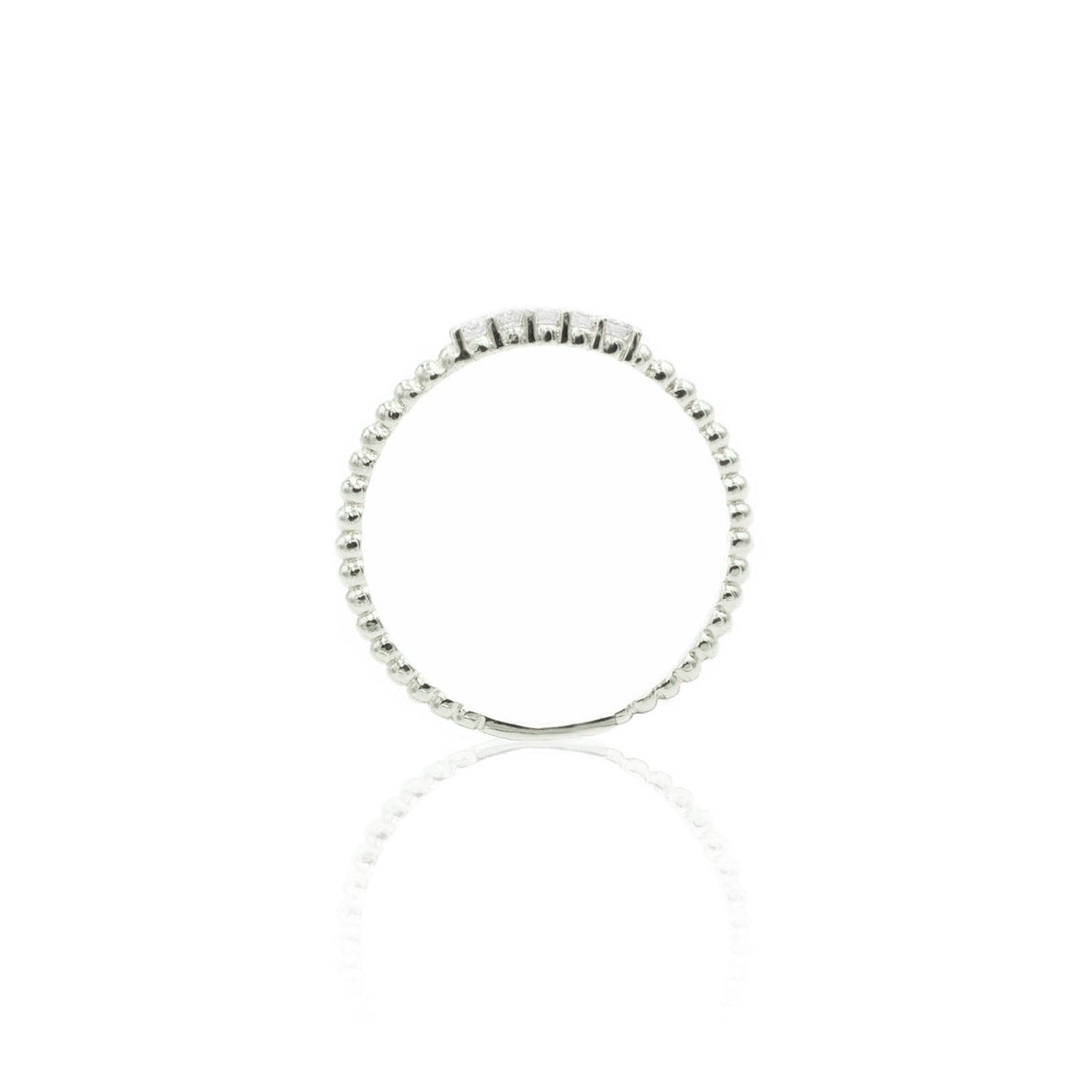 Anello a pallini con 5 diamanti In Oro Bianco-Anelli-GioGio-Gioielleria Granarelli
