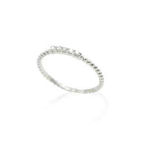 Anello a pallini con 5 diamanti In Oro Bianco-Anelli-GioGio-Gioielleria Granarelli