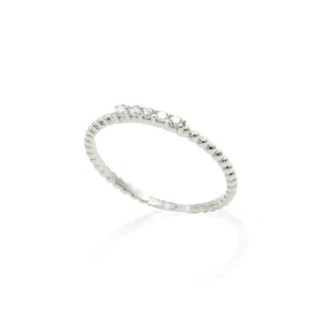 Anello a pallini con 5 diamanti In Oro Bianco-Anelli-GioGio-Gioielleria Granarelli