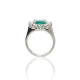Anello con Smeraldo e Diamanti in Oro Bianco-Anelli-GRANARELLI- [SKU] -Gioielleria Granarelli