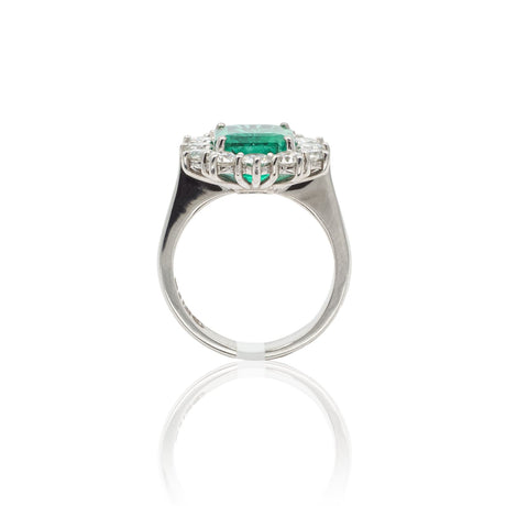 Anello con Smeraldo e Diamanti in Oro Bianco-Anelli-GRANARELLI- [SKU] -Gioielleria Granarelli