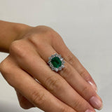 Anello con Smeraldo e Diamanti in Oro Bianco-Anelli-GRANARELLI- [SKU] -Gioielleria Granarelli