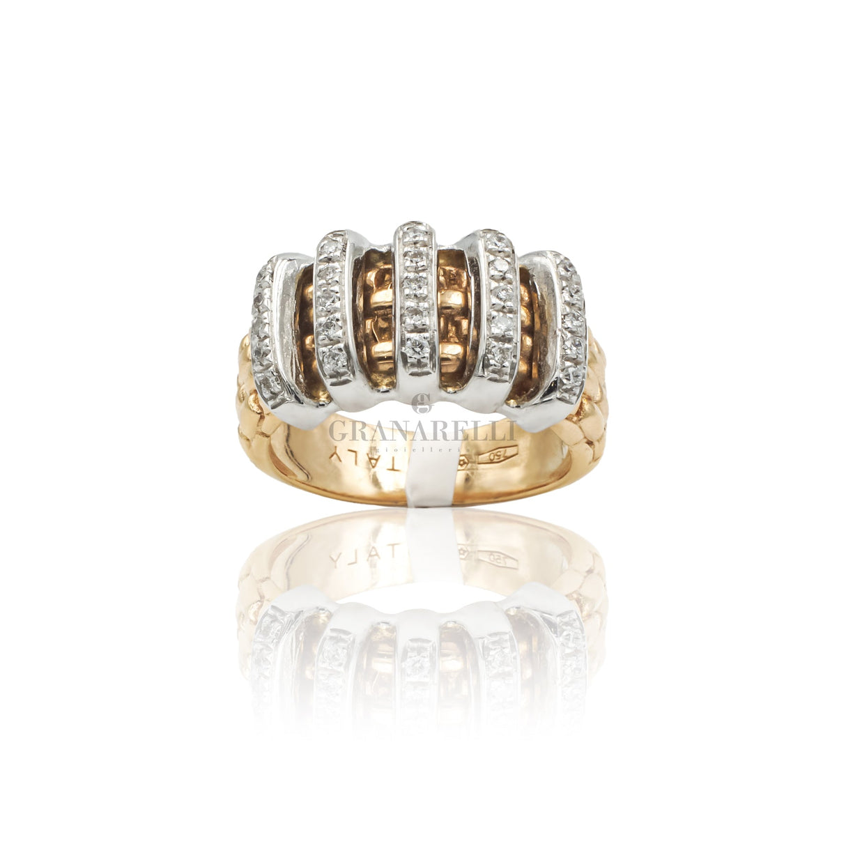 Anello fascia con Diamanti in Oro Bianco e Rosa-Anelli-GRANARELLI-Gioielleria Granarelli