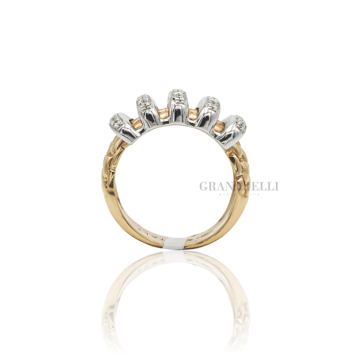 Anello fascia con Diamanti in Oro Bianco e Rosa-Anelli-GRANARELLI-Gioielleria Granarelli