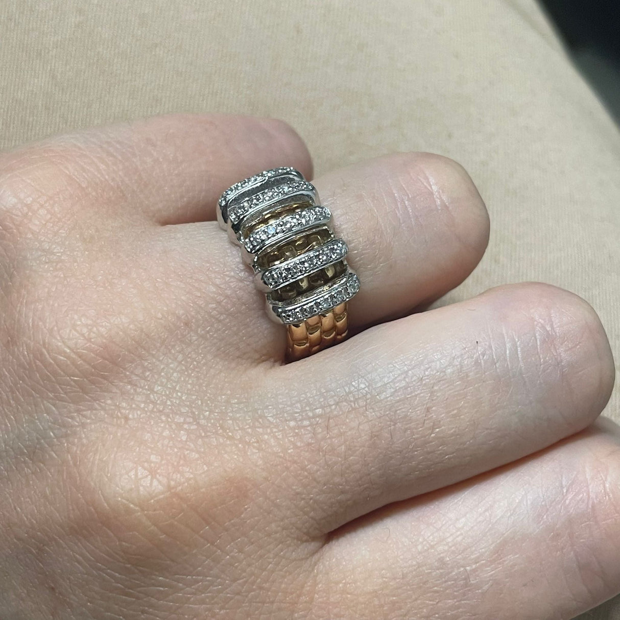 Anello fascia con Diamanti in Oro Bianco e Rosa-Anelli-GRANARELLI-Gioielleria Granarelli