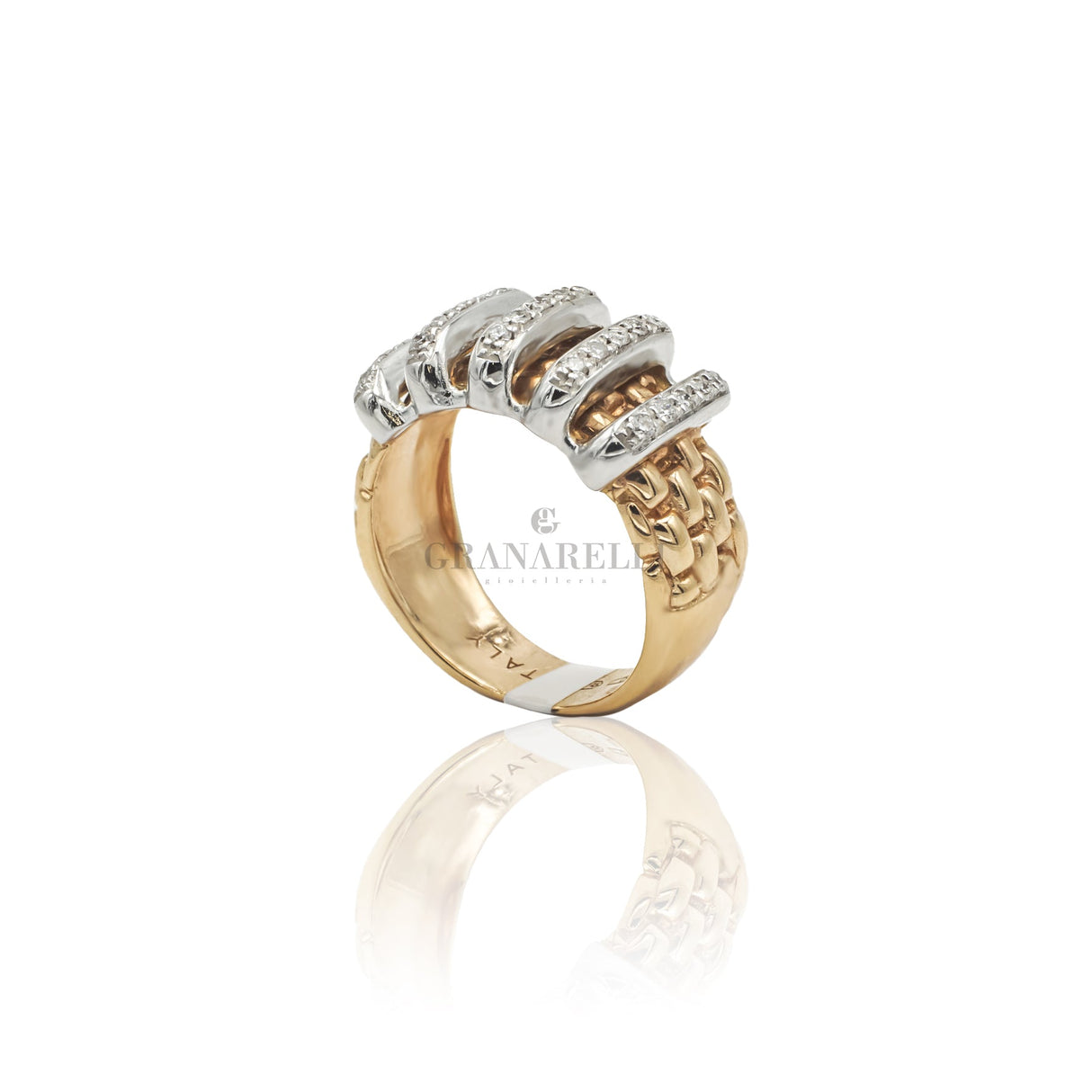 Anello fascia con Diamanti in Oro Bianco e Rosa-Anelli-GRANARELLI-Gioielleria Granarelli