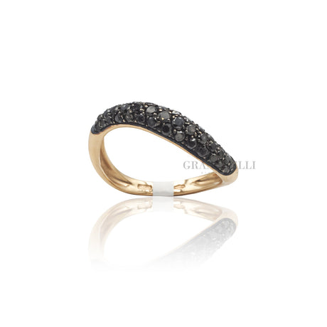 Anello fedina onda pavé di Diamanti neri in Oro Rosa-Anelli-GRANARELLI-Gioielleria Granarelli