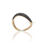 Anello fedina onda pavé di Diamanti neri in Oro Rosa-Anelli-GRANARELLI-Gioielleria Granarelli