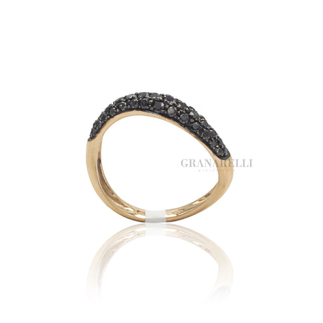 Anello fedina onda pavé di Diamanti neri in Oro Rosa-Anelli-GRANARELLI-Gioielleria Granarelli