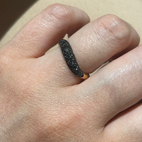 Anello fedina onda pavé di Diamanti neri in Oro Rosa-Anelli-GRANARELLI-Gioielleria Granarelli