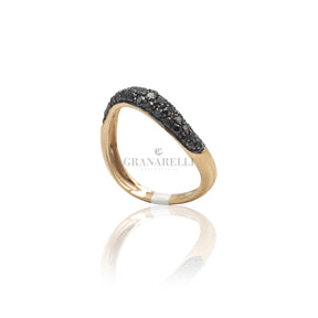 Anello fedina onda pavé di Diamanti neri in Oro Rosa-Anelli-GRANARELLI-Gioielleria Granarelli